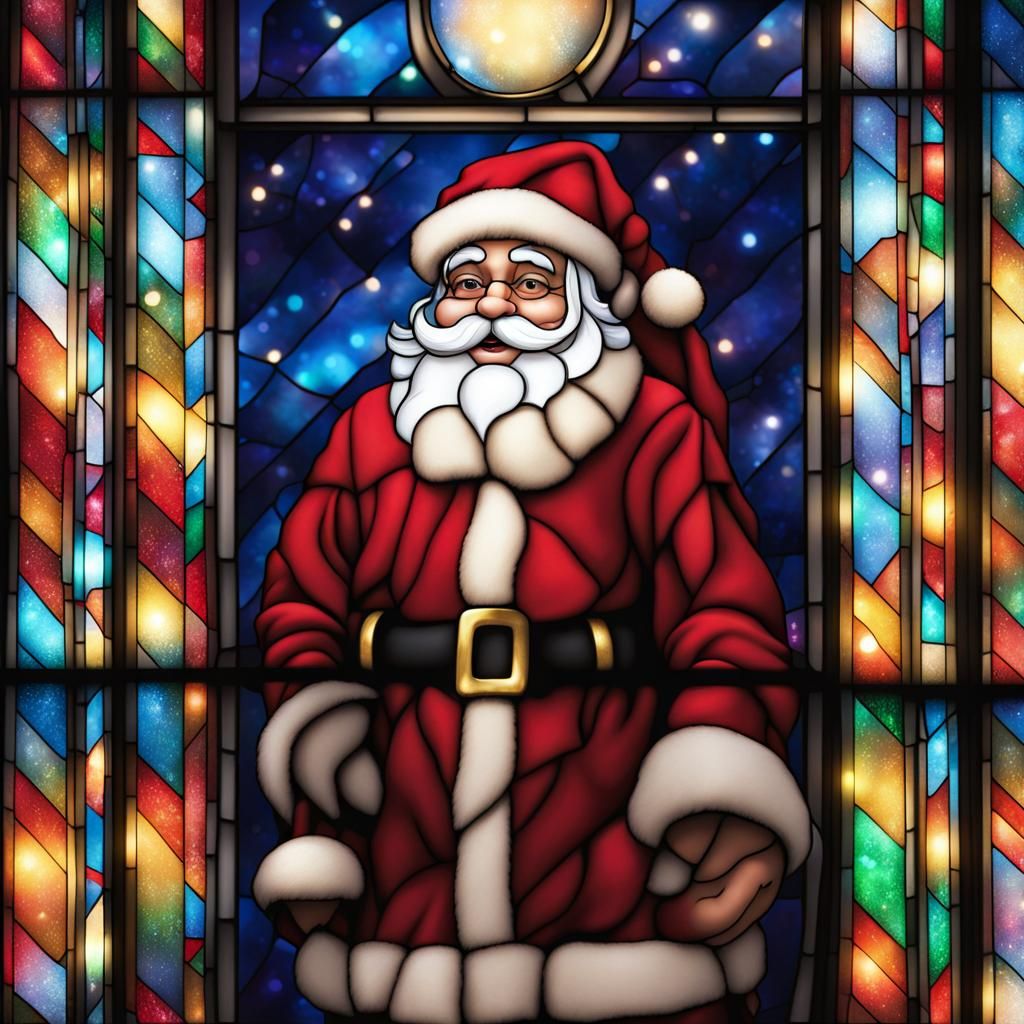 Stained glass Santa