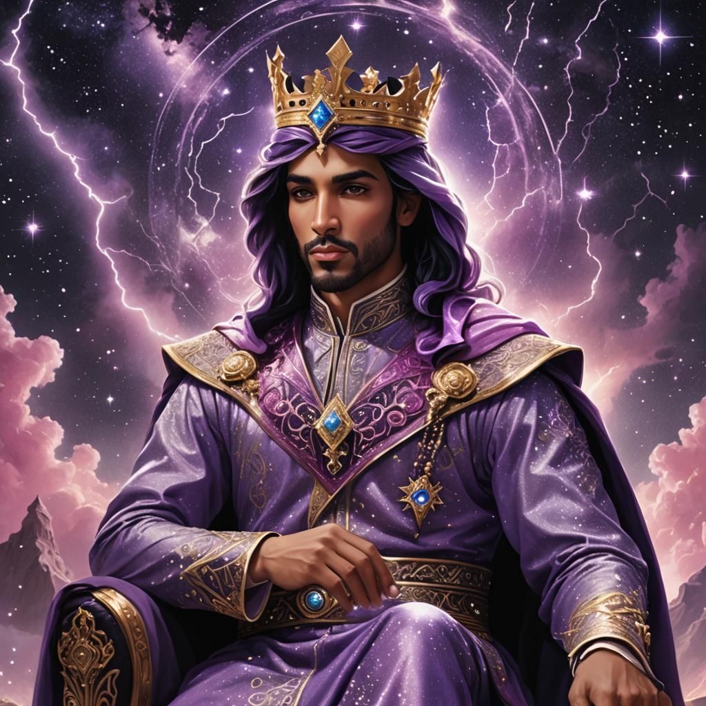 Cosmic Arabic Prince on Violet Starry Throne