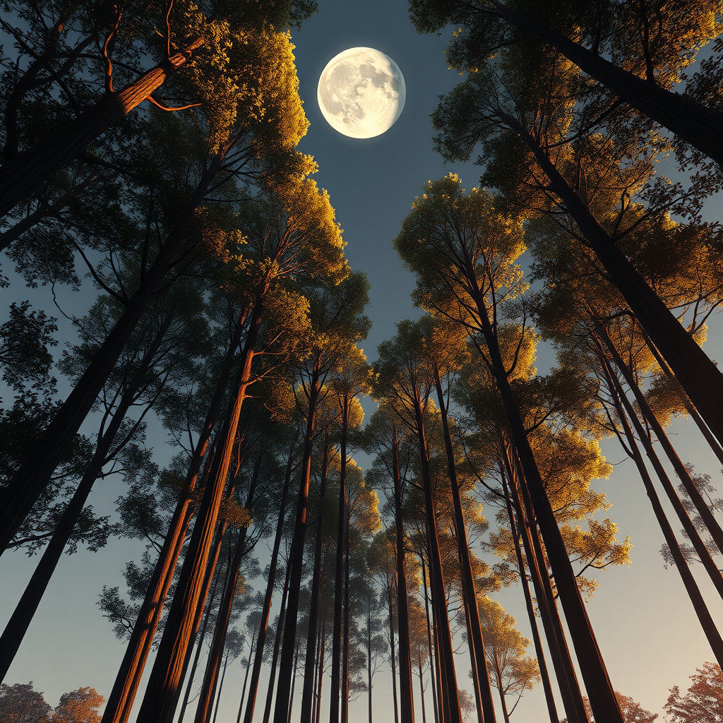 Moonlit Forest Canopy in Fantasy Concept Art Style