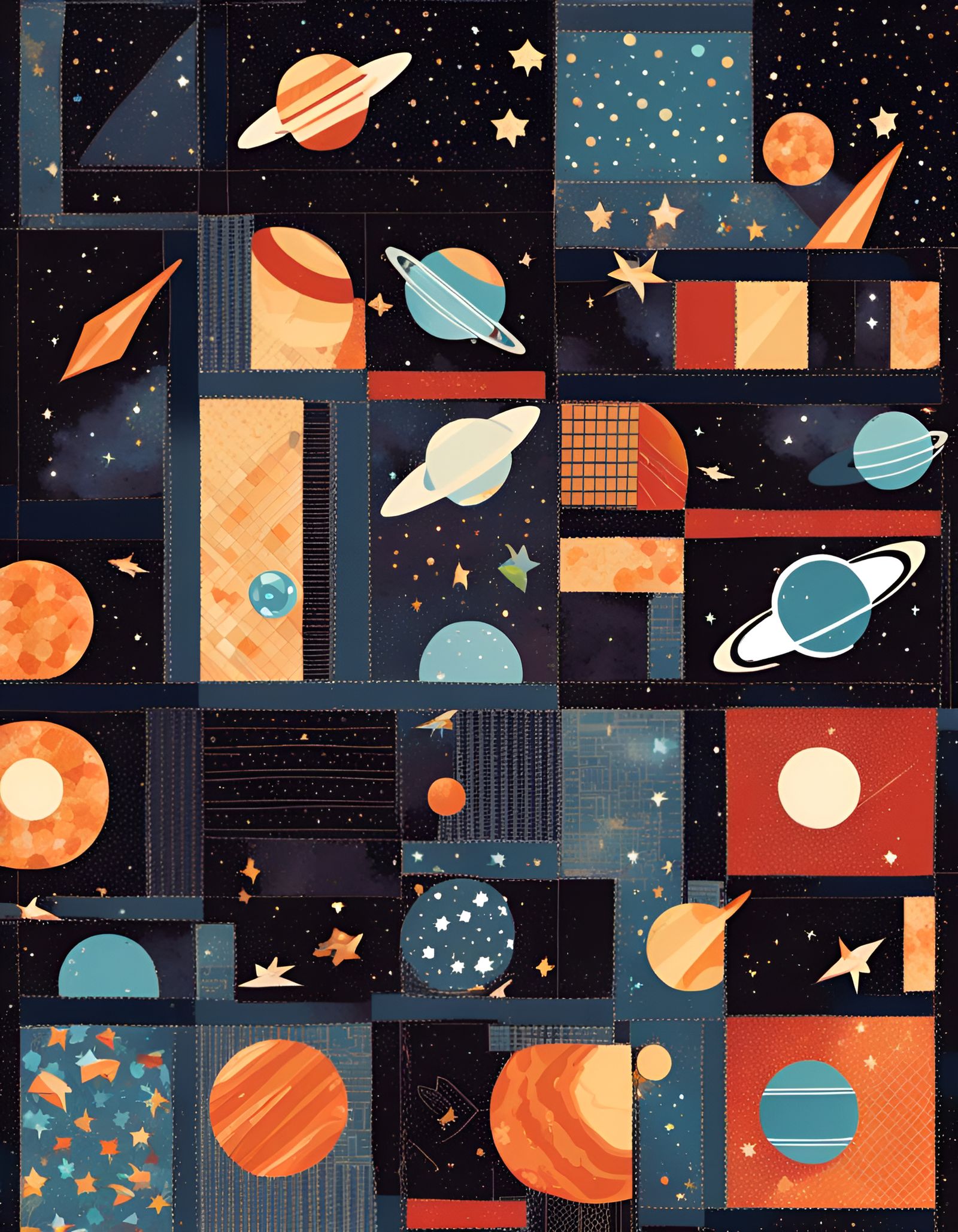 Outer Space in Quilt Style