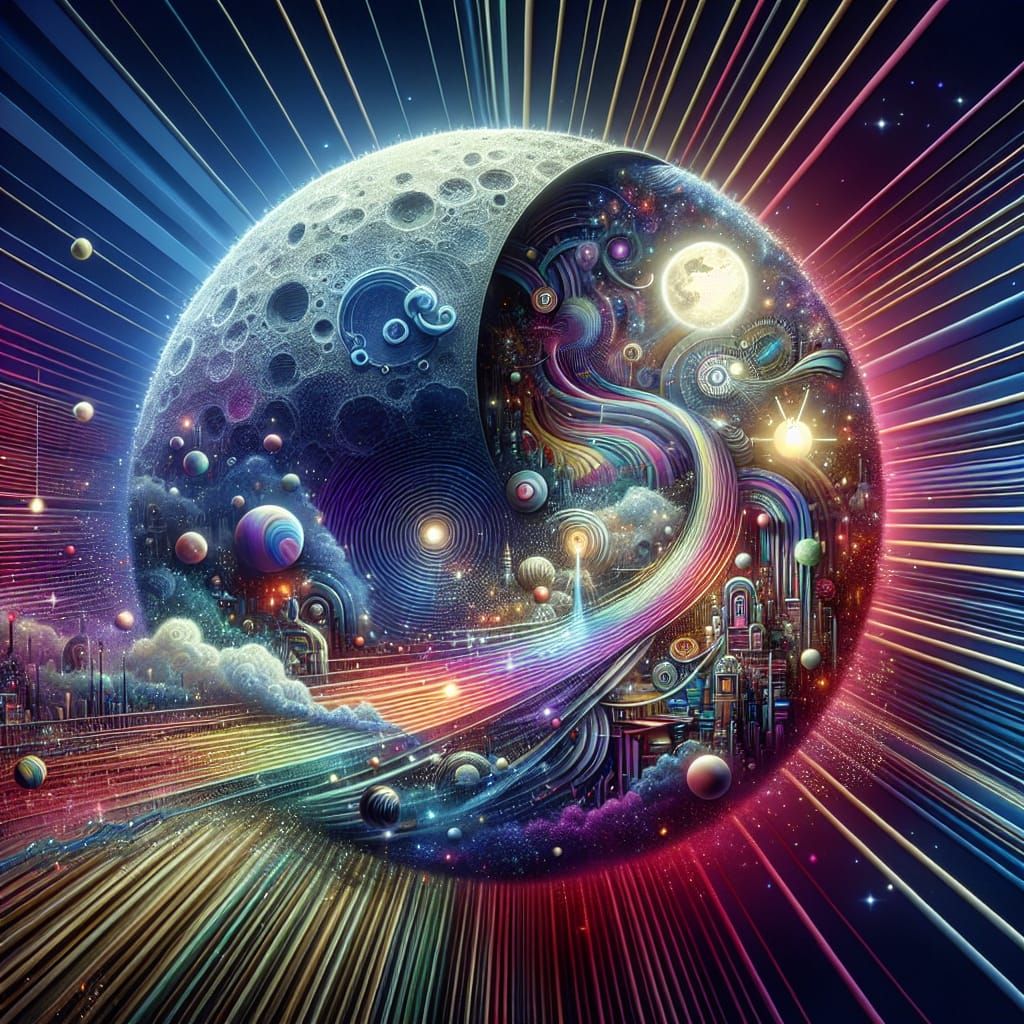 Futuristic Moon Race with Dreamlike 4D Graphic Design