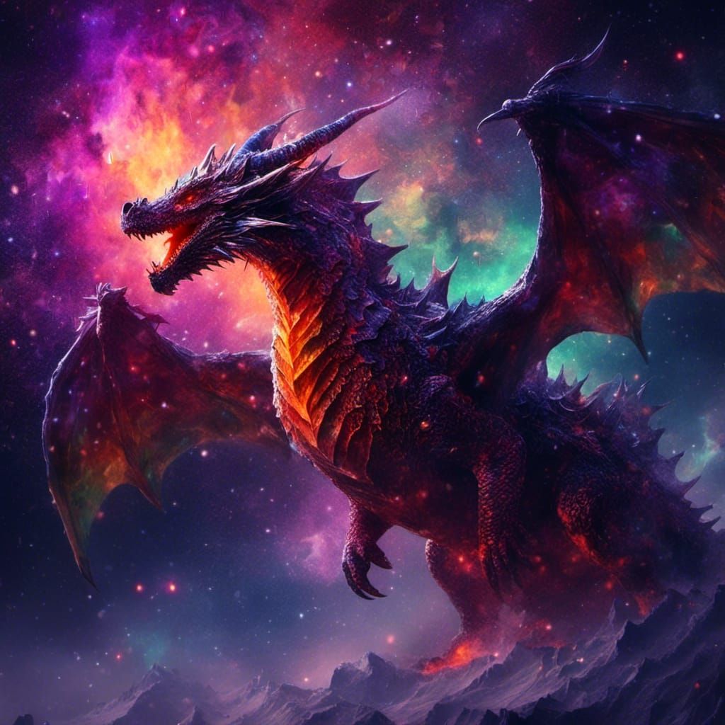 Stardust Dragon in Aurora Sky