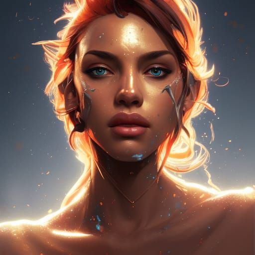 Fiery Raven Portrait in Hyperdetailed Style