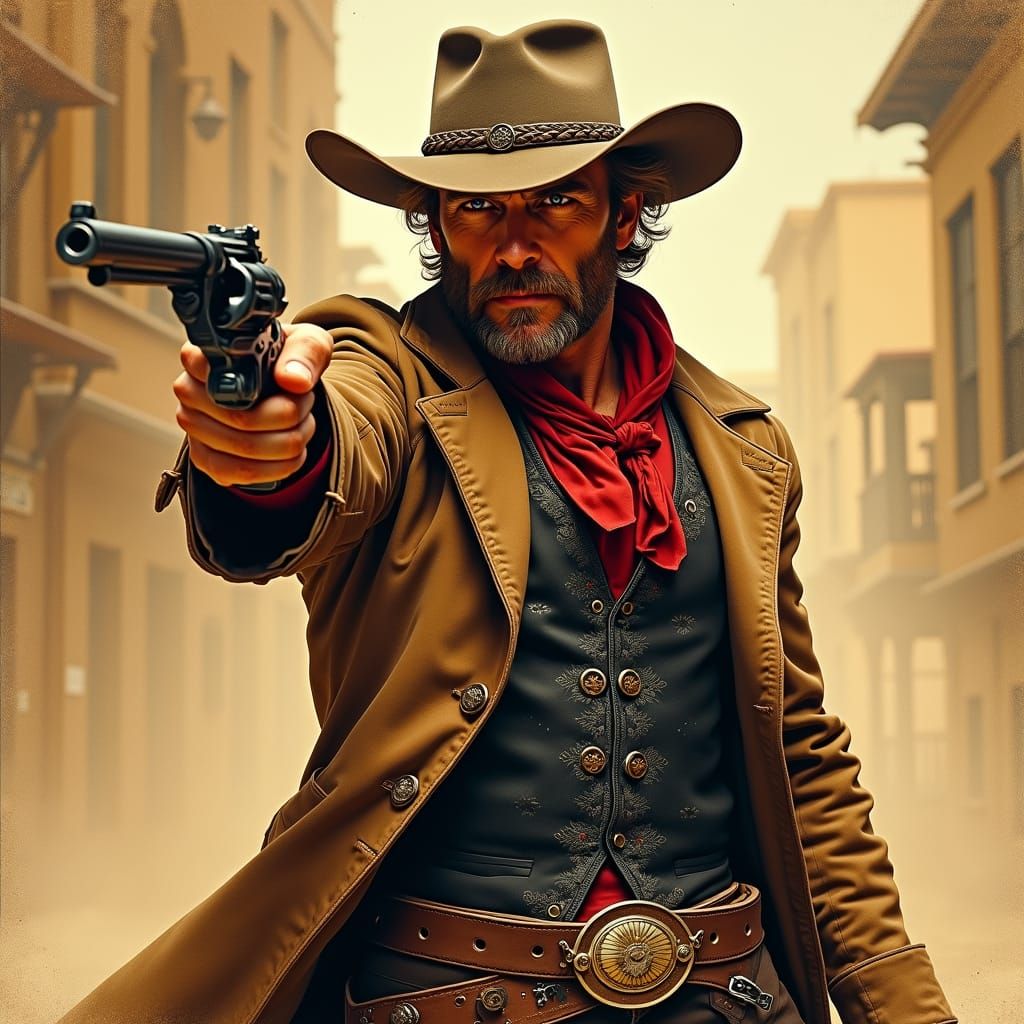 Western Gunslinger in Frazetta Art Style