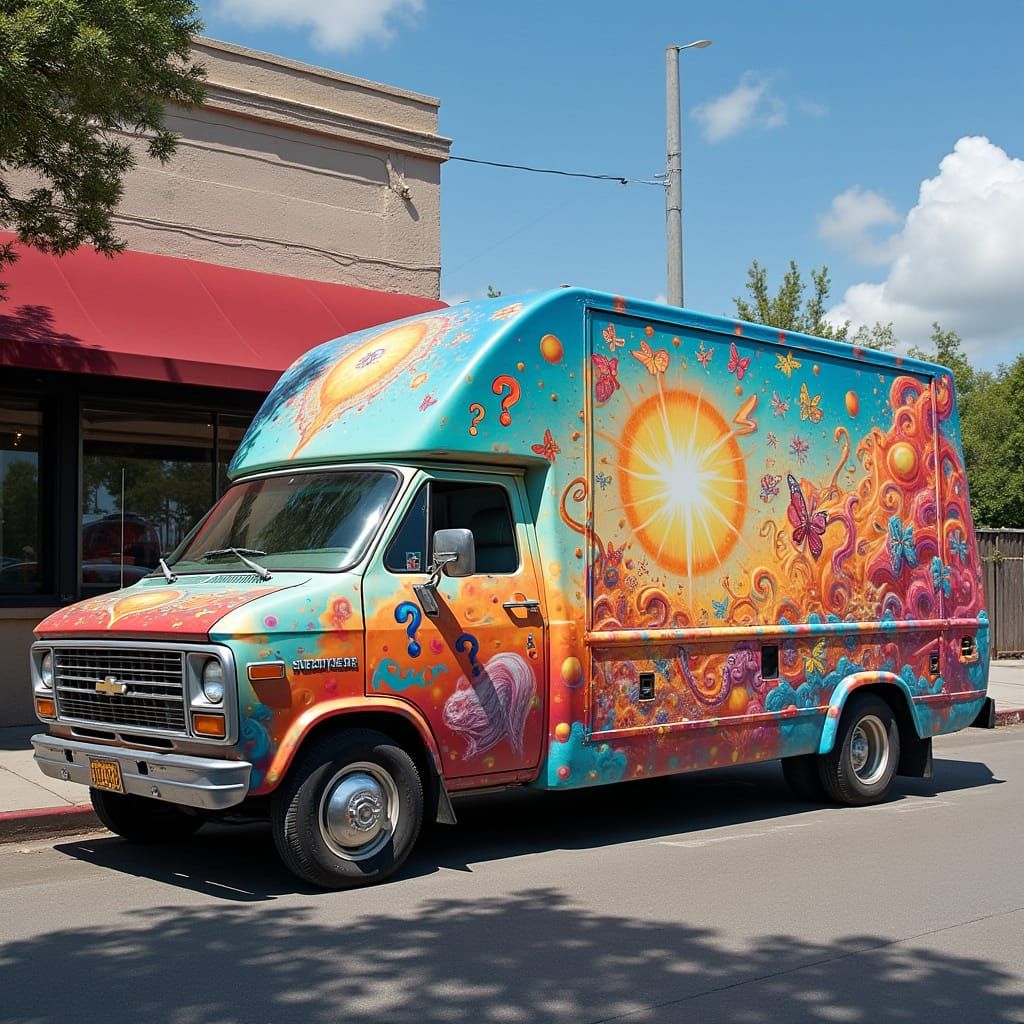 Surreal 1970s Van Mural in Dali Style