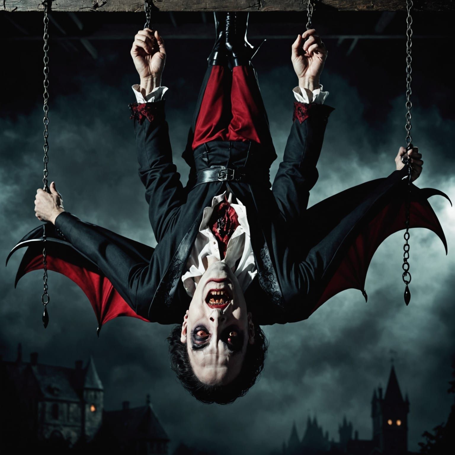 Ethereal Vampire Swoops in Midnight Darkness