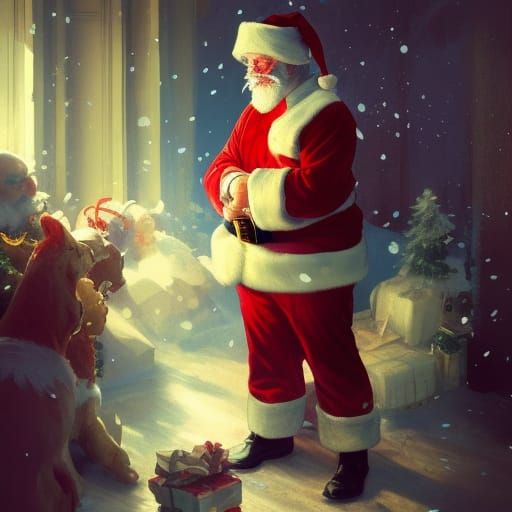 Santa's Christmas Wishlist, Art Nouveau Style