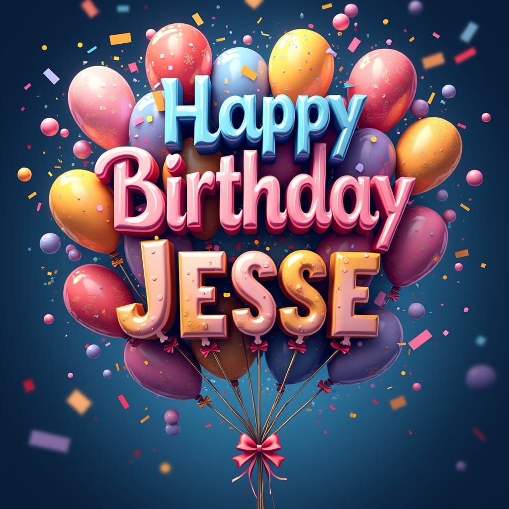 Happy Birthday Jesse T-Shirt Design with Balloons