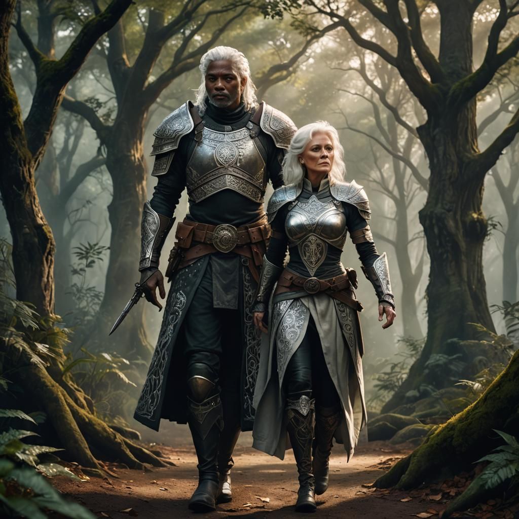 Mystical Portal: Woman and Bodyguard in Fantasy Art