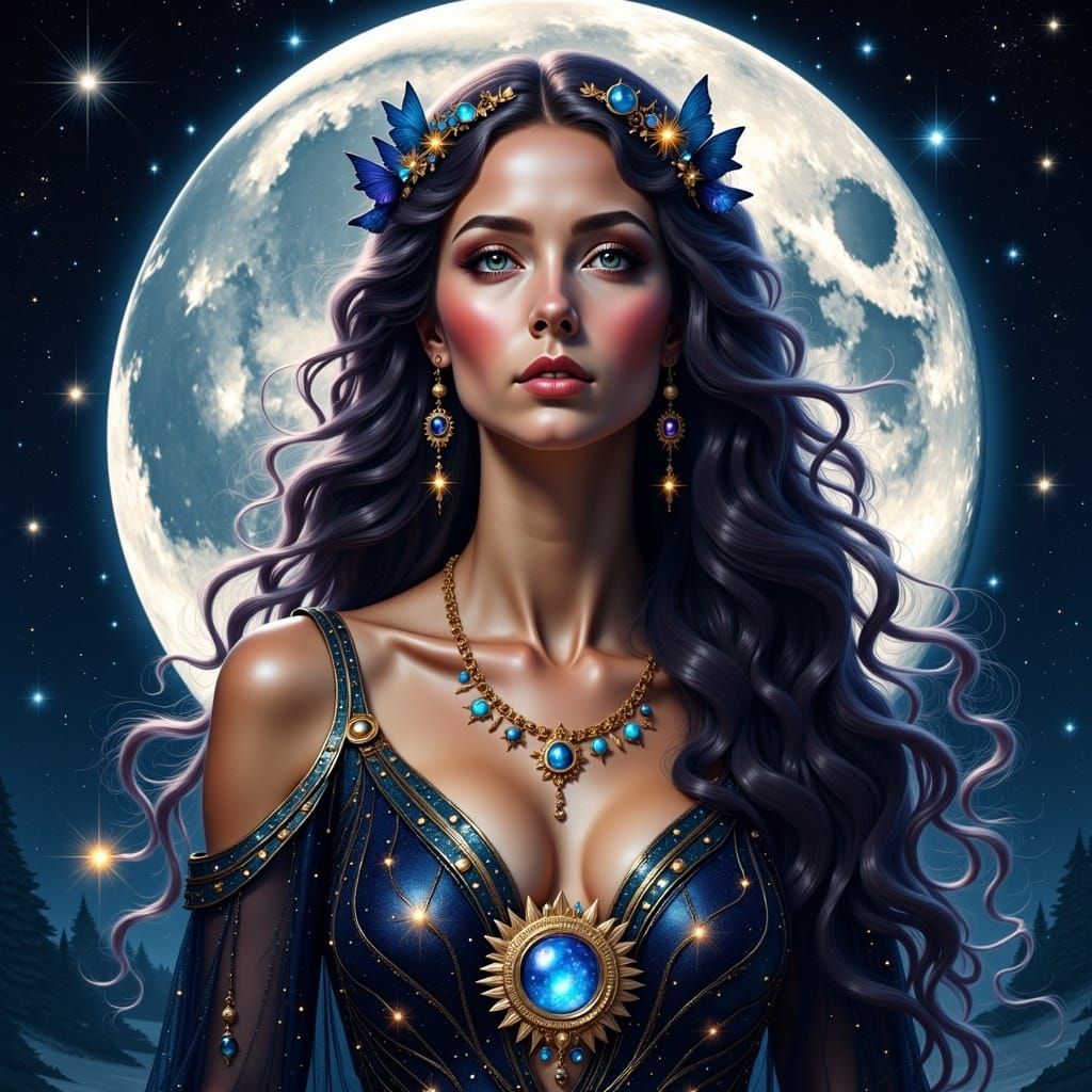 Ethereal Moon Goddess with Angelic Aura