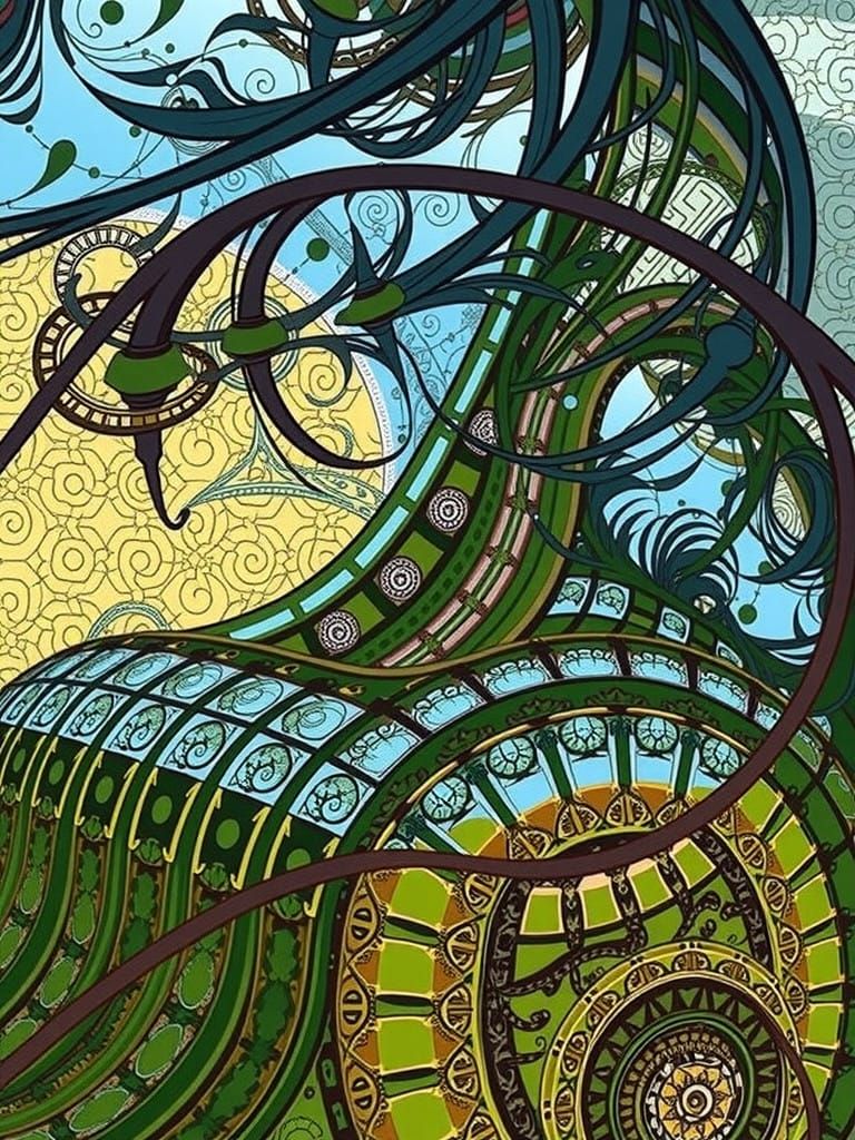 Vibrant Fractal Artwork in 3D Shading, Inspired by Wave Func...