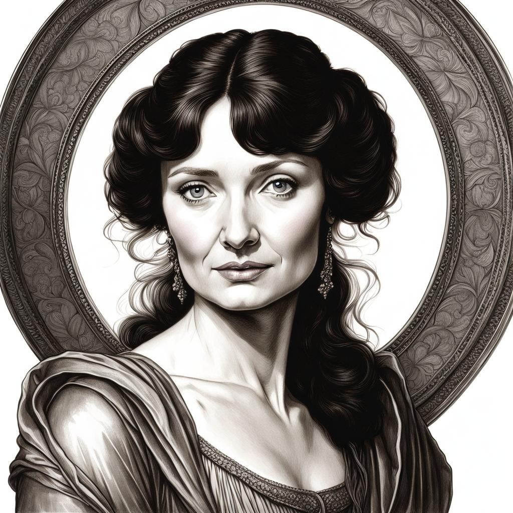 Essie Davis as Neoclassical Sketch by Da Vinci