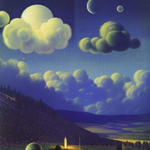 Yarn Clouds in Sci-Fi Night Sky