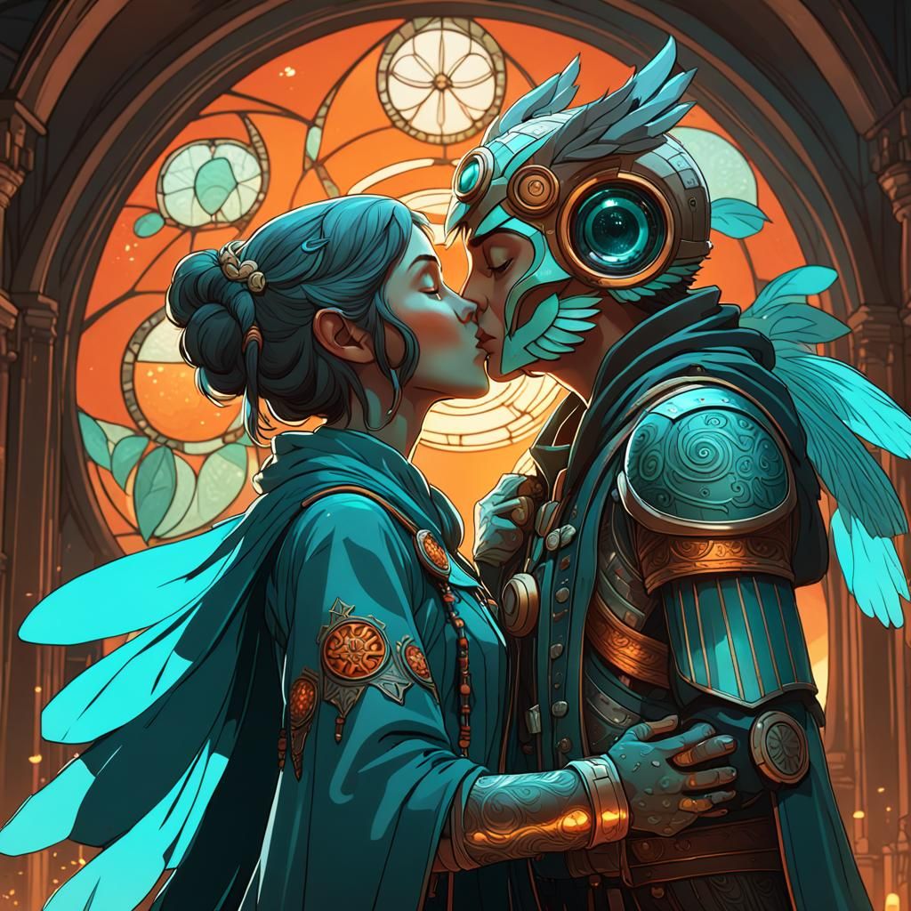 Luz and Amity Kissing: Detailed Concept Art