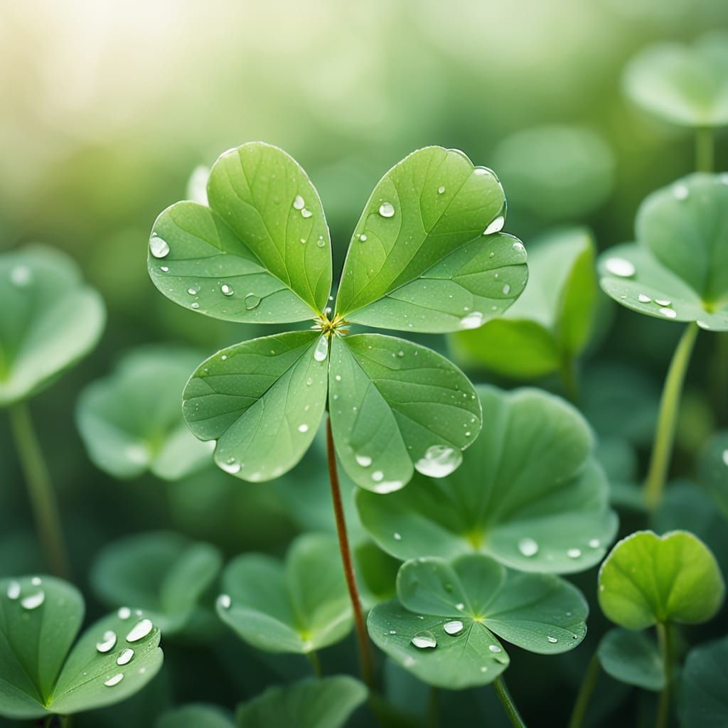 Soft Focus Watercolor Four Leaf Clover
