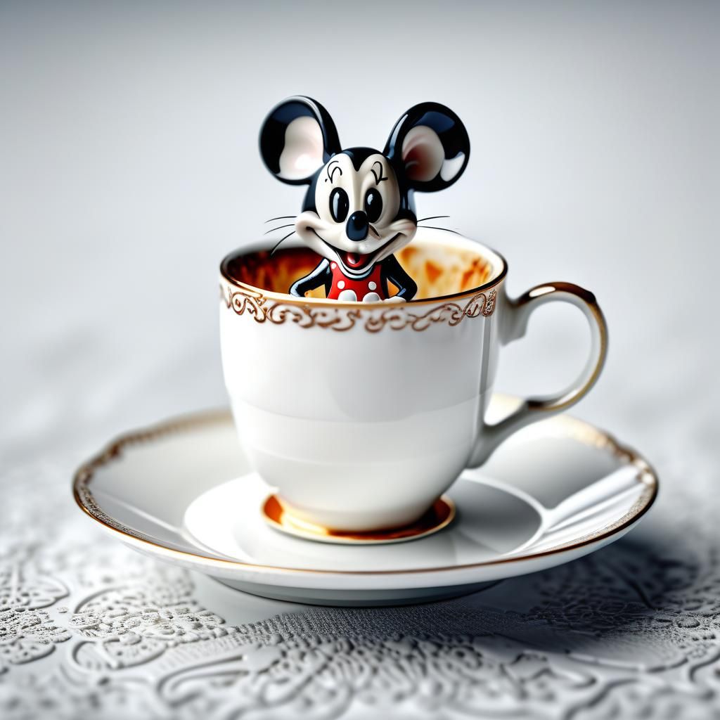 Minnie Mouse Porcelain Cup in Hyperrealistic Style