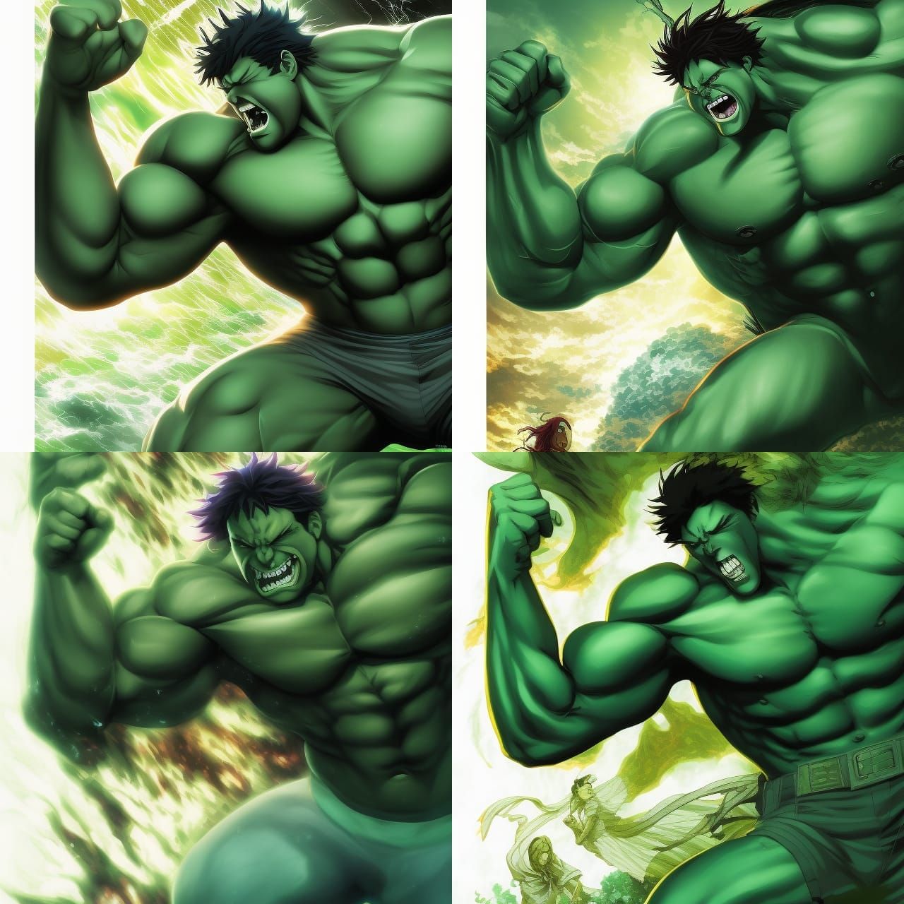 Hulk Raging: Anime-Inspired Comic Book Art