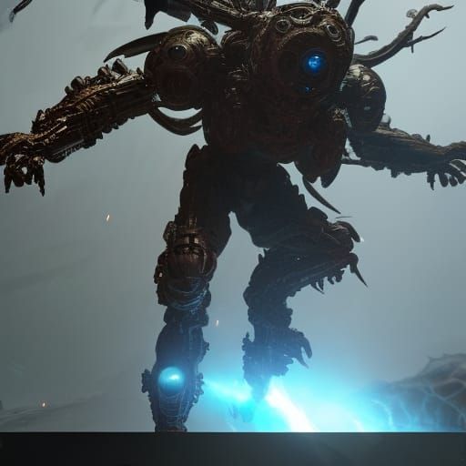 Mecha Spider Dragon Hybrid in Epic Battle Scene