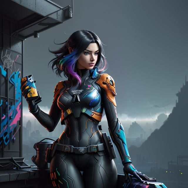 Anime Girl as Nintendo Switch in Cyberpunk Art