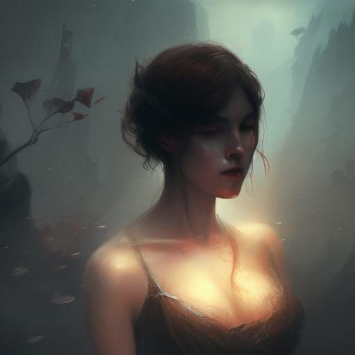 Dark Fantasy Portrait of a Sad Woman