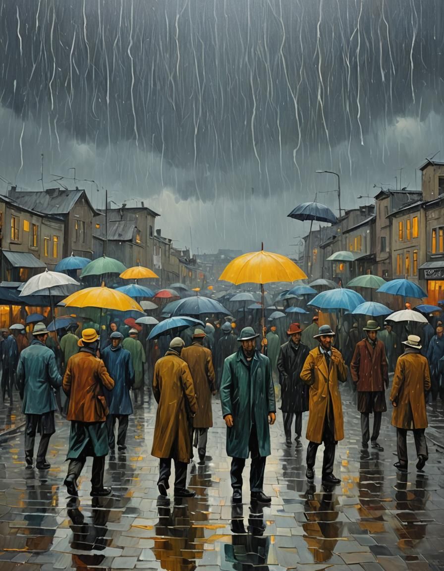 Abstract Surrealism: It's Raining Men in Gouache