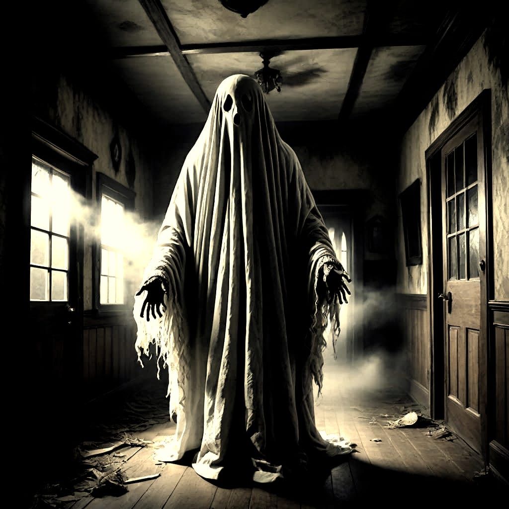 Ethereal Haunted Specter in an Abandoned Mansion