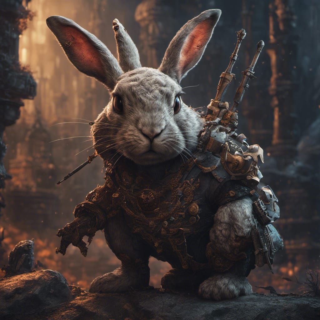 Menacing Killer Bunny: Detailed Matte Painting