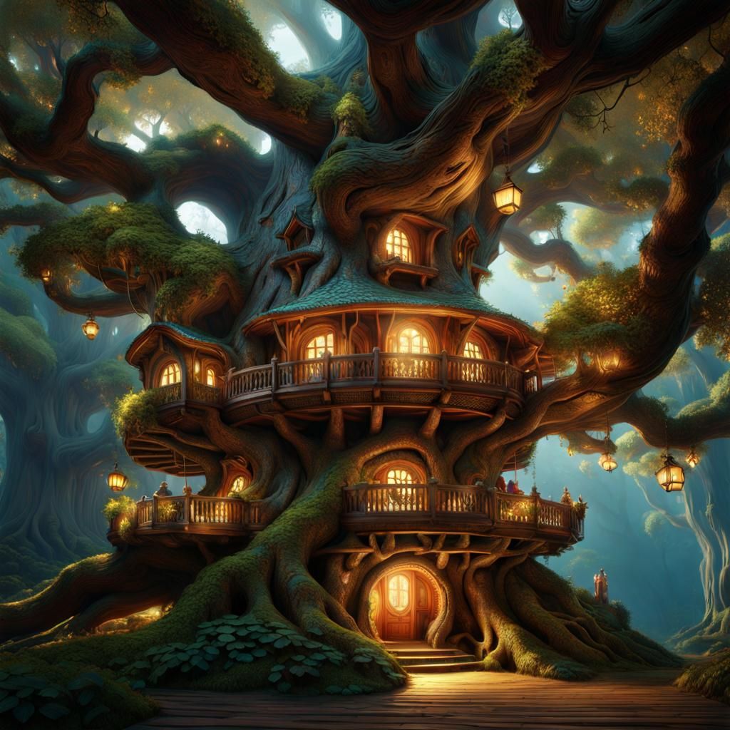 Fantastical Inn Inside Ancient Oak Tree