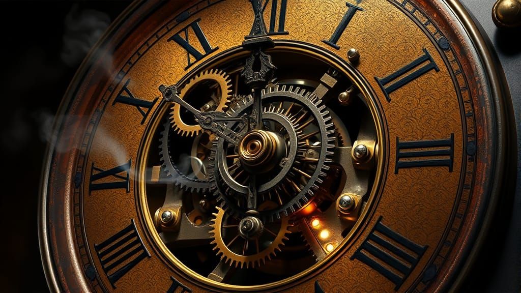 Steampunk Clockwork Symphony: Open Mechanism in Motion