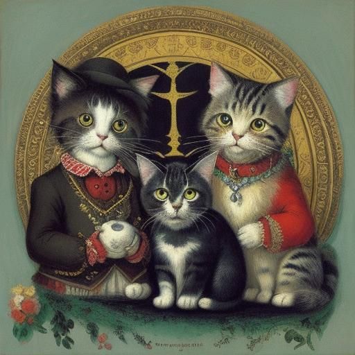 Cats in Love: A Masterpiece Inspired by Chagall and Rembrand...