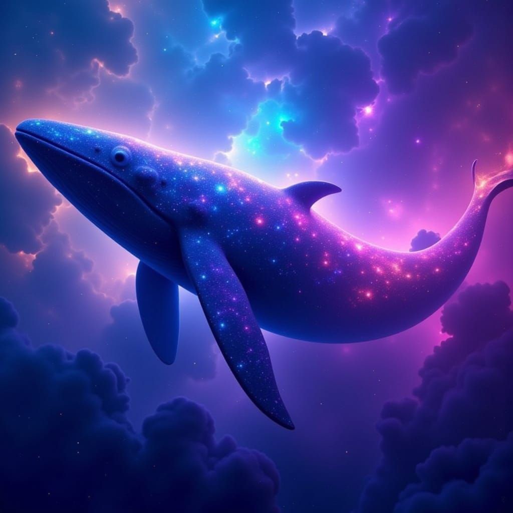 Cosmic Whale in Nebula, Digital Matte Painting