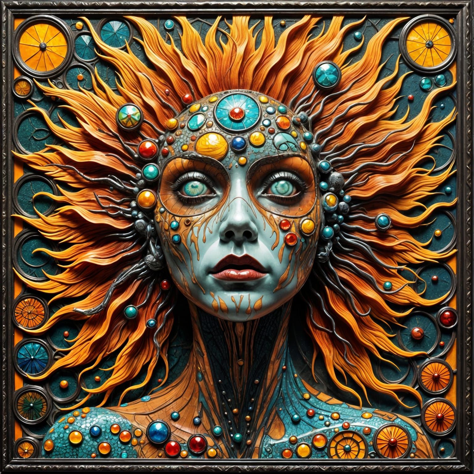 Biomechanical Stained Glass Beauty in Surreal 3D