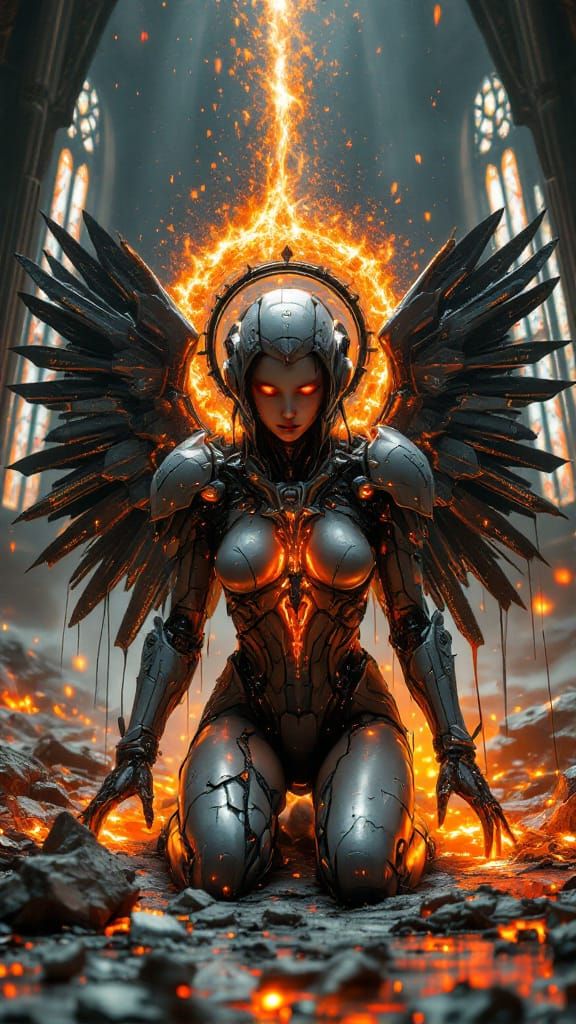 Biomech Saint in Collapsing Techno-Cathedral