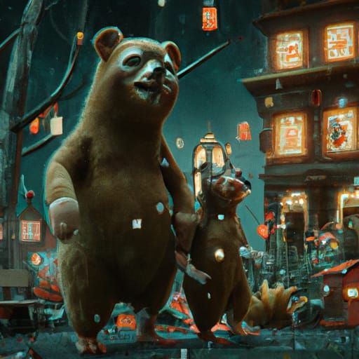 Bears Celebrate Halloween: Digital Matte Painting