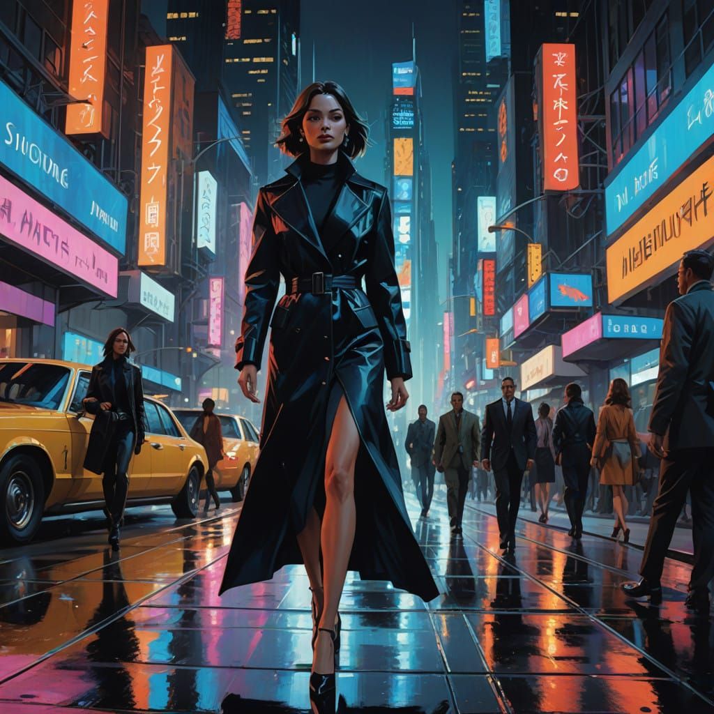 Glamorous City Siren Struts Through Neon Canyons