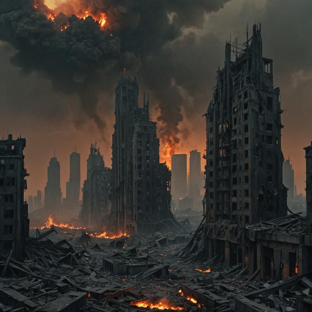 Dystopian Cityscape: Apocalyptic Dark Fantasy Art