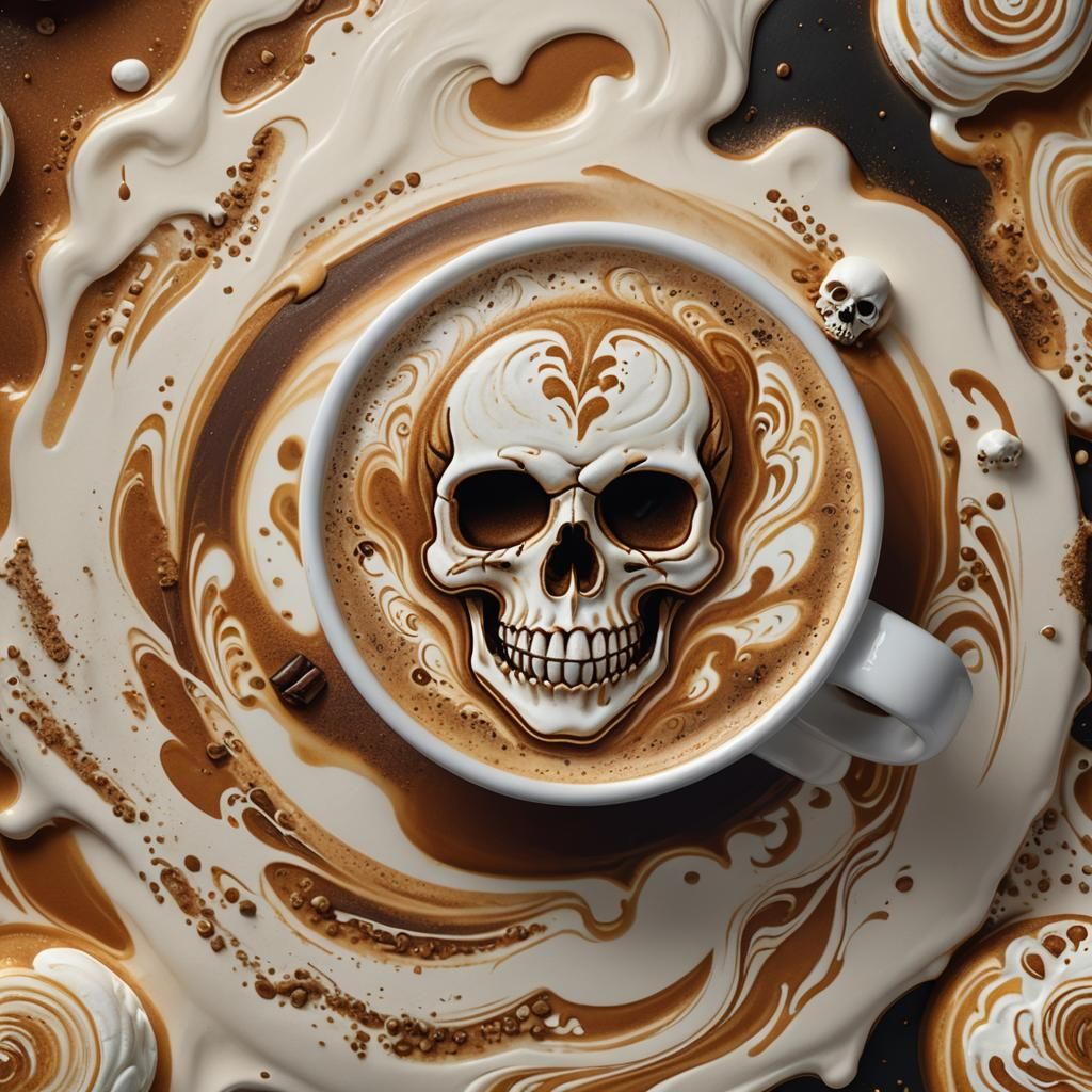 Latte Skull in Fantasy Art Style