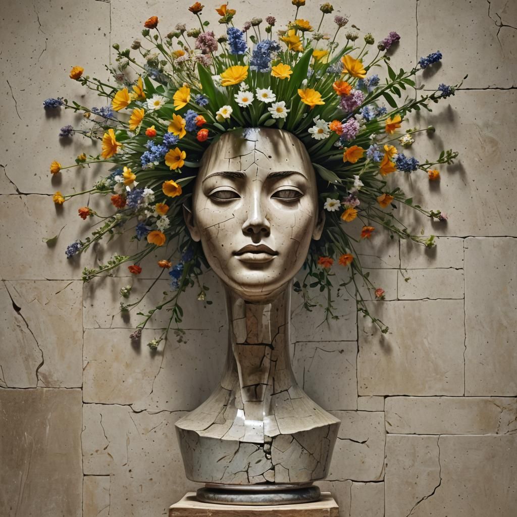 Shattered Vase: A Woman's Head in UHD