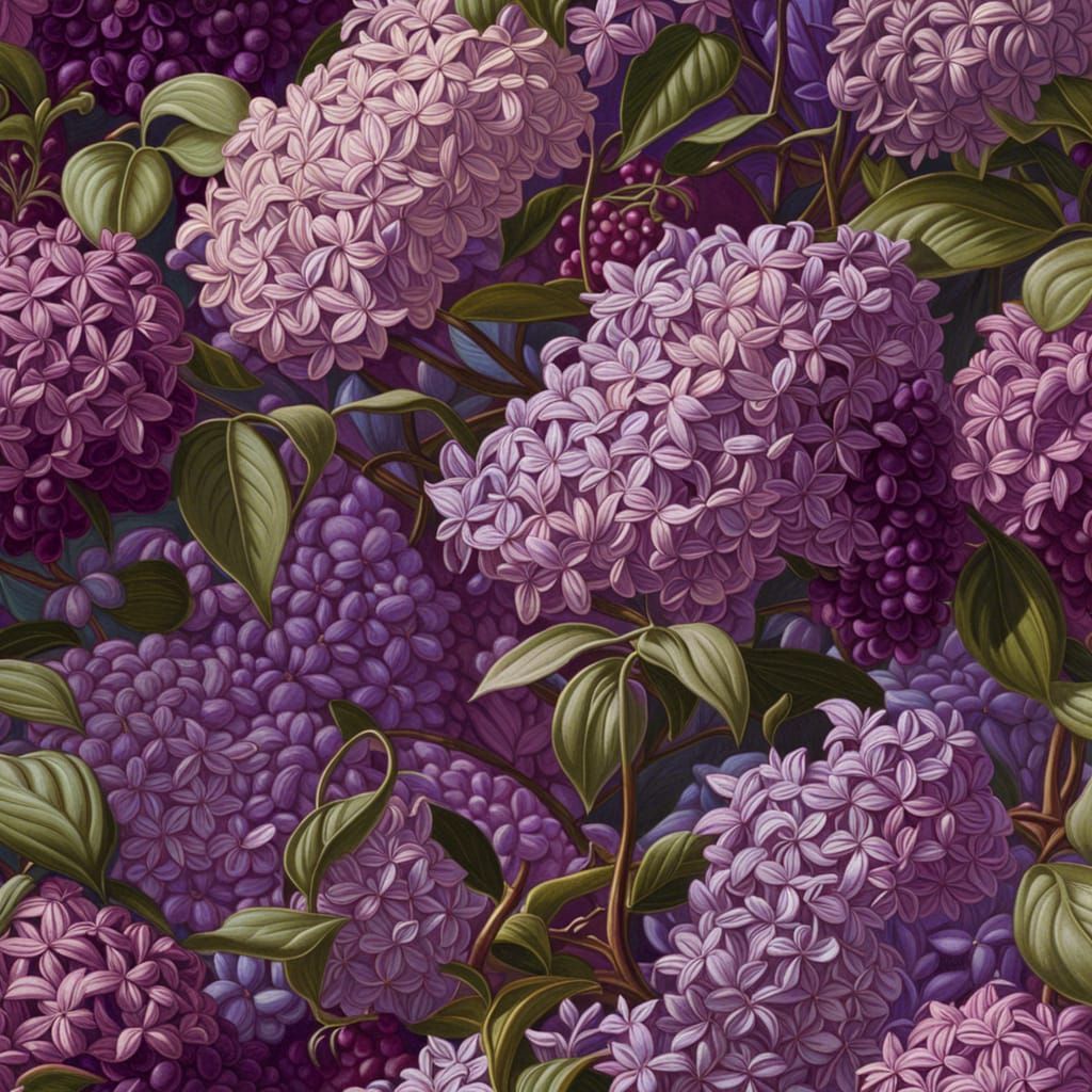 Radiant Lilacs in Pre-Raphaelite Style