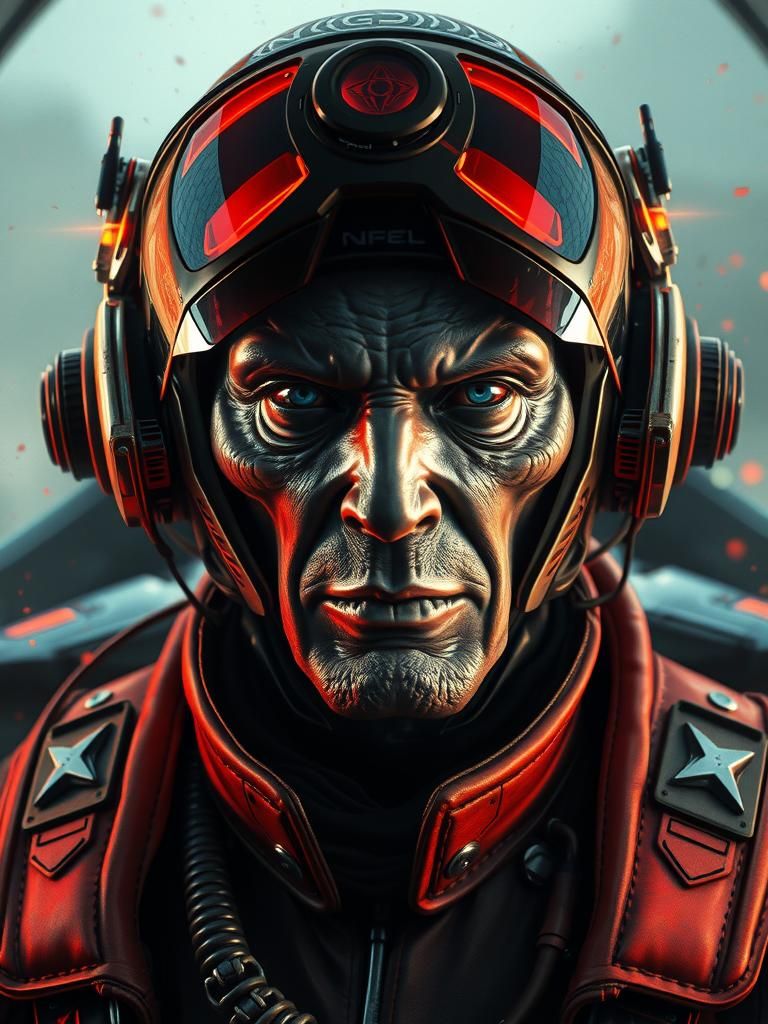 Biomechanical Pilot Portrait in Giger Style