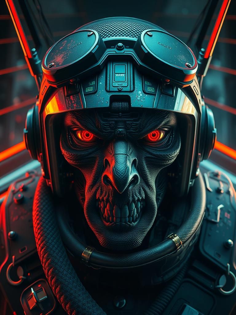 Biomechanical Pilot Portrait in Science Fiction Style