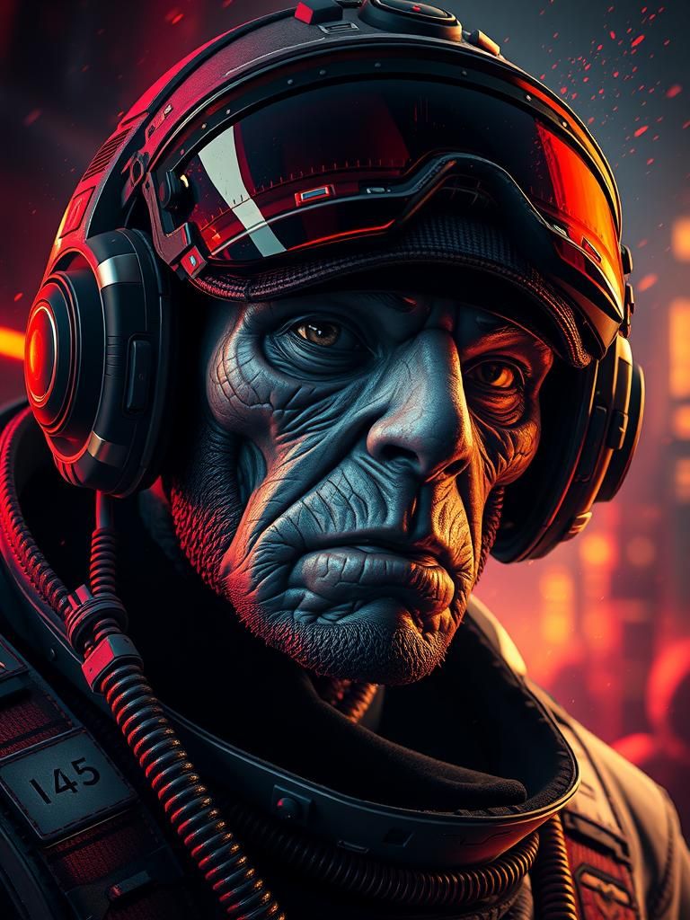 Biomechanical Pilot Portrait in Giger Style