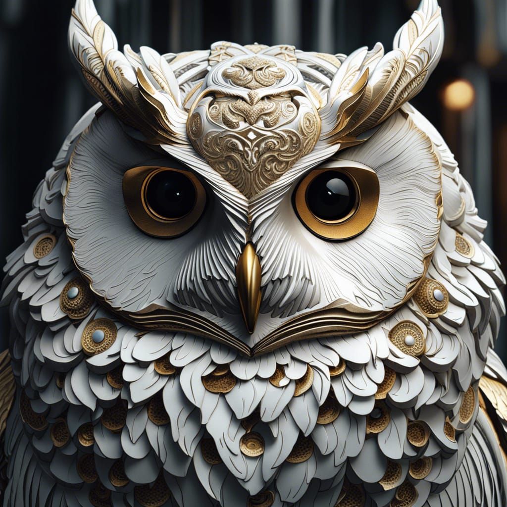 Rococo Gothic Owl Portrait in Dark Fantasy Style