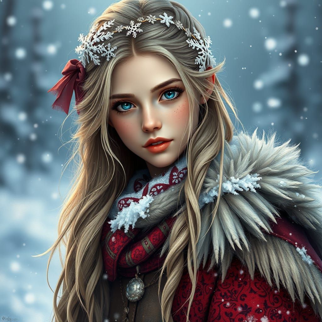 Surreal Fantasy Viking Maiden in Icy Splendor