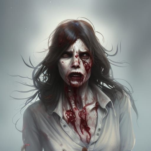 Zombie Portrait in Hyperdetailed Art Nouveau Style