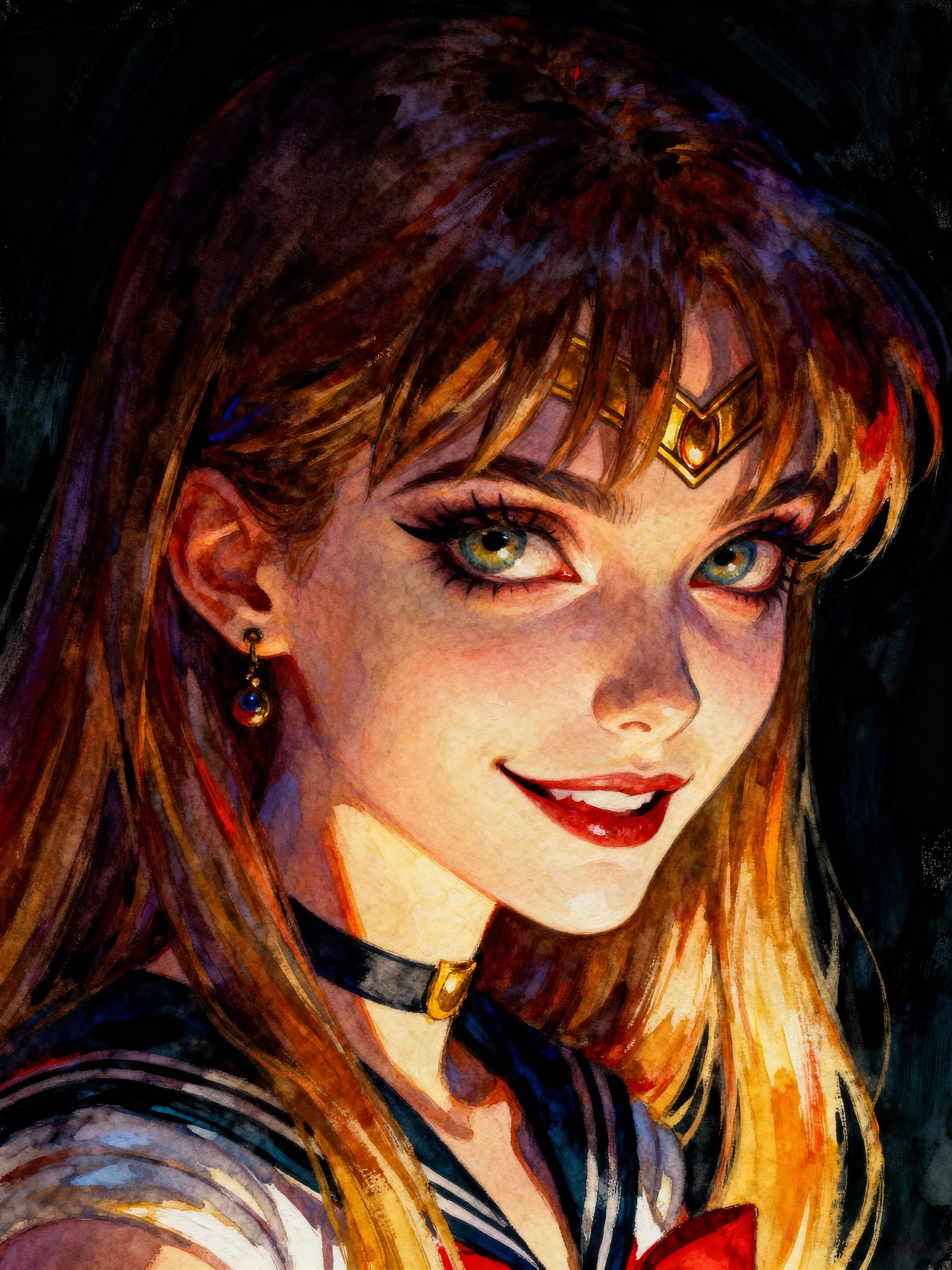 Sailor Jupiter Portrait in Gouache and Oil Style