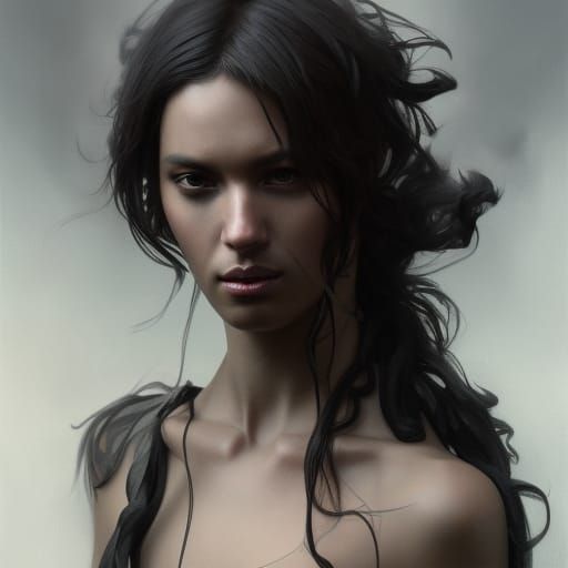 Dark Angel: Sad God in Hyperdetailed Portrait