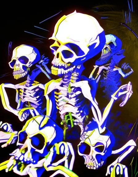 Neon Ghoul Flower Erupting from Grave in Horror Style