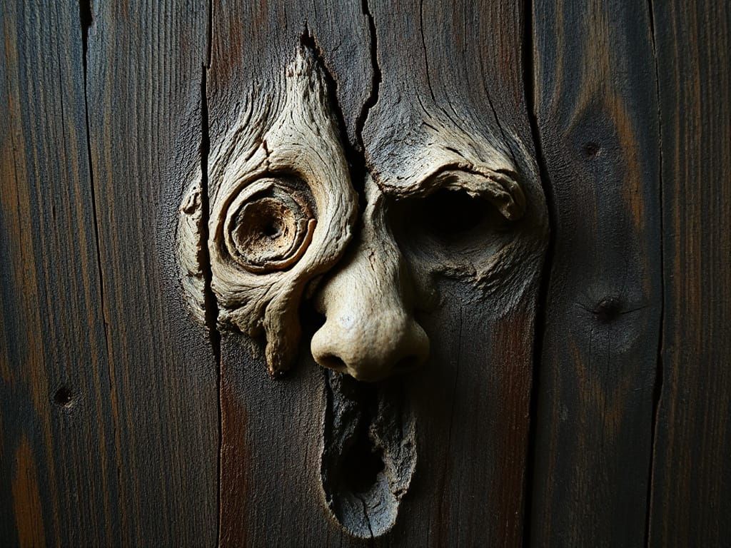 Surreal Woodcut Portrait in Bold Brushstrokes