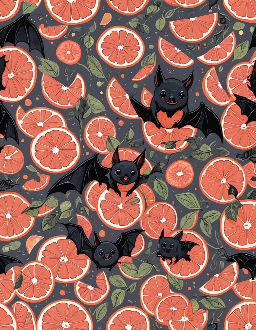 Grapefruit Bat: Abstract Art in Complementary Colors